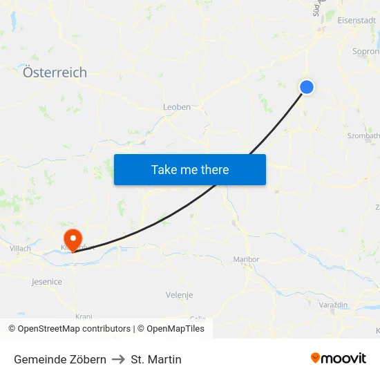 Gemeinde Zöbern to St. Martin map