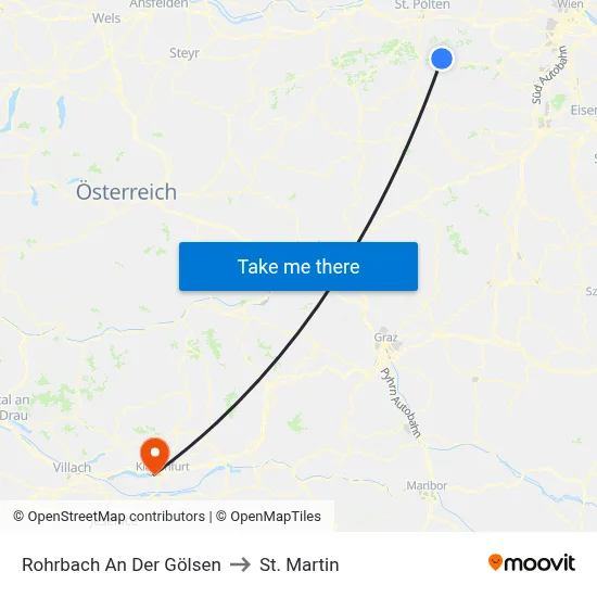 Rohrbach An Der Gölsen to St. Martin map