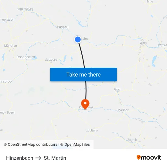 Hinzenbach to St. Martin map