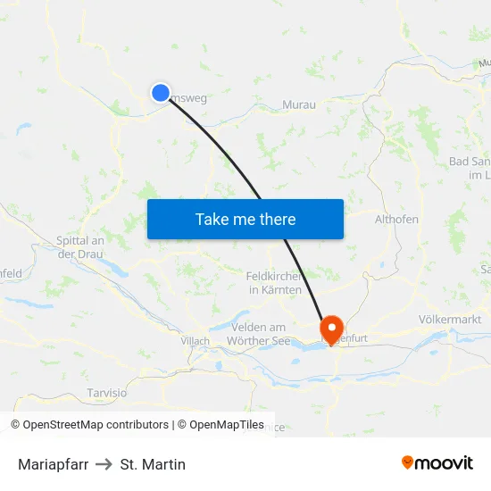 Mariapfarr to St. Martin map