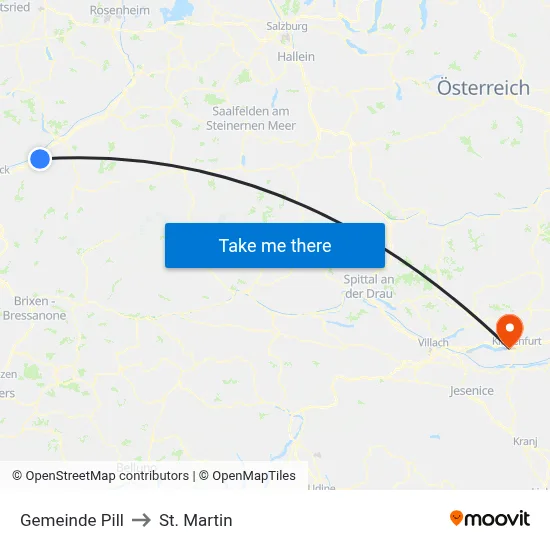 Gemeinde Pill to St. Martin map