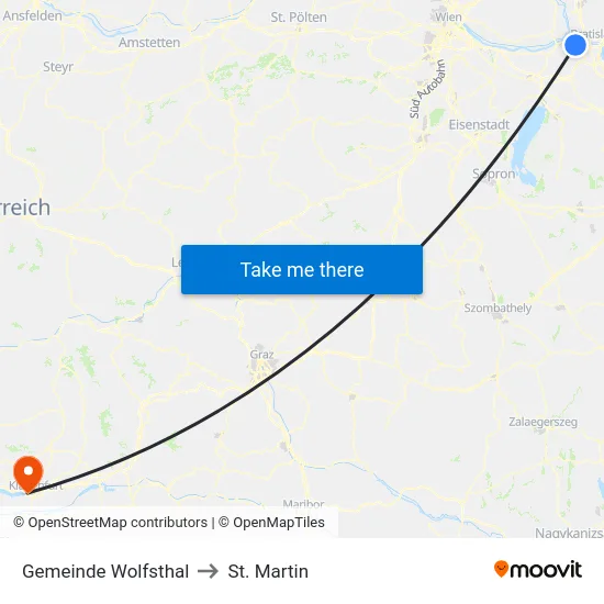 Gemeinde Wolfsthal to St. Martin map