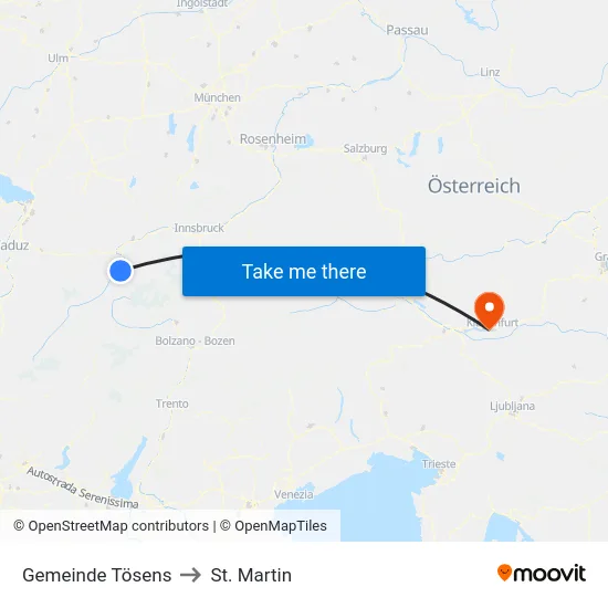 Gemeinde Tösens to St. Martin map