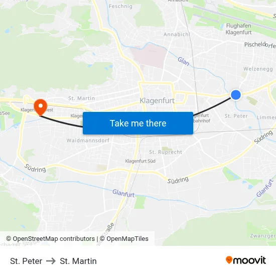 St. Peter to St. Martin map