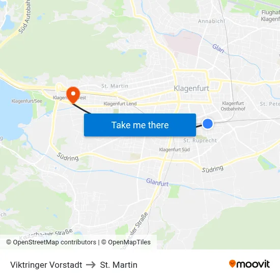 Viktringer Vorstadt to St. Martin map
