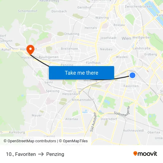 10., Favoriten to Penzing map