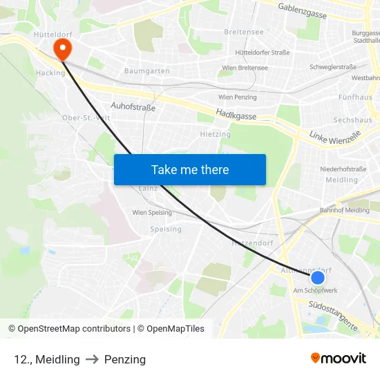 12., Meidling to Penzing map