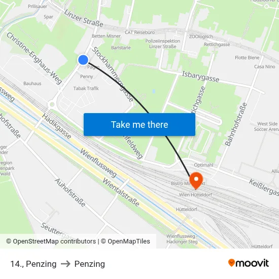 14., Penzing to Penzing map