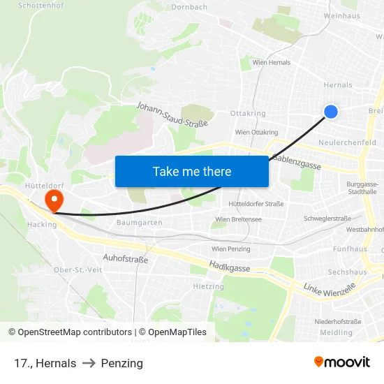 17., Hernals to Penzing map