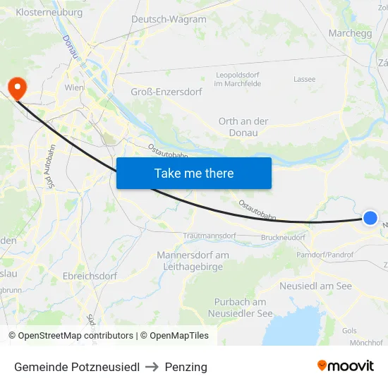 Gemeinde Potzneusiedl to Penzing map