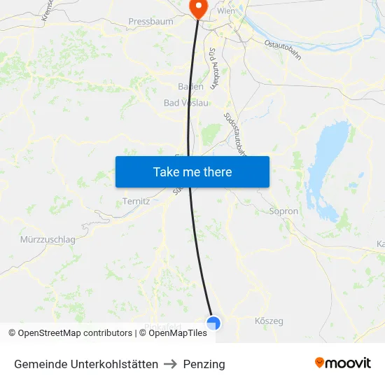 Gemeinde Unterkohlstätten to Penzing map