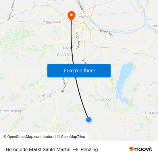 Gemeinde Markt Sankt Martin to Penzing map