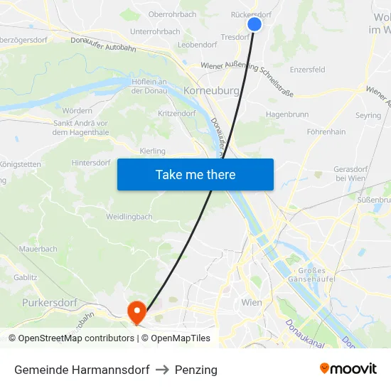Gemeinde Harmannsdorf to Penzing map