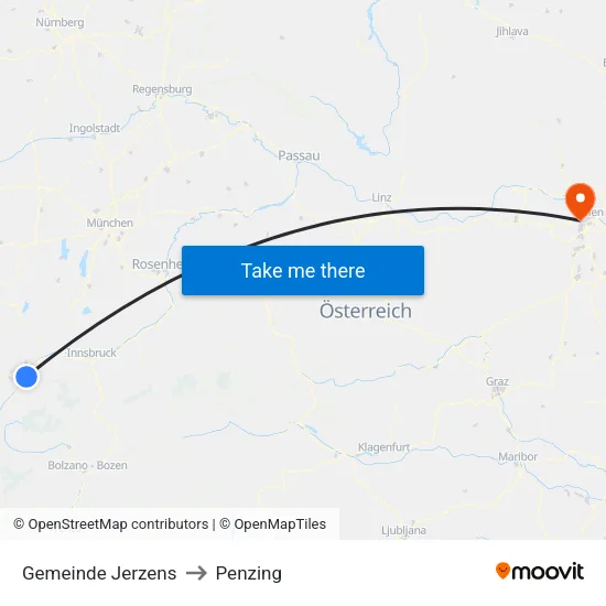 Gemeinde Jerzens to Penzing map