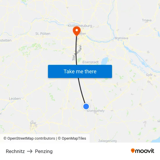 Rechnitz to Penzing map