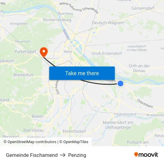 Gemeinde Fischamend to Penzing map
