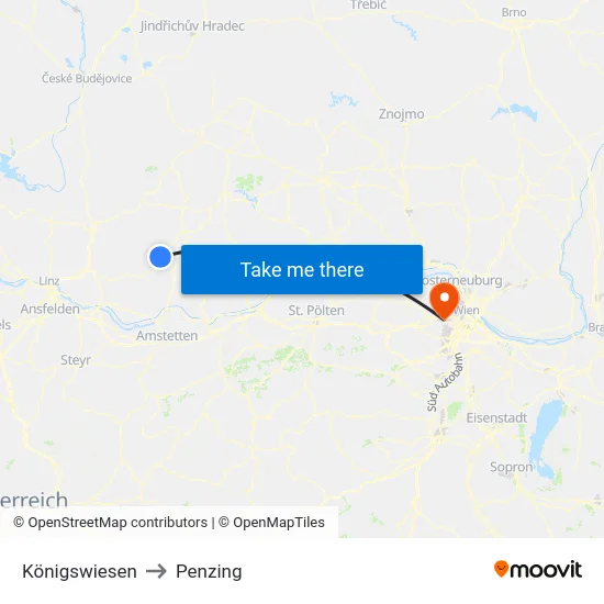 Königswiesen to Penzing map