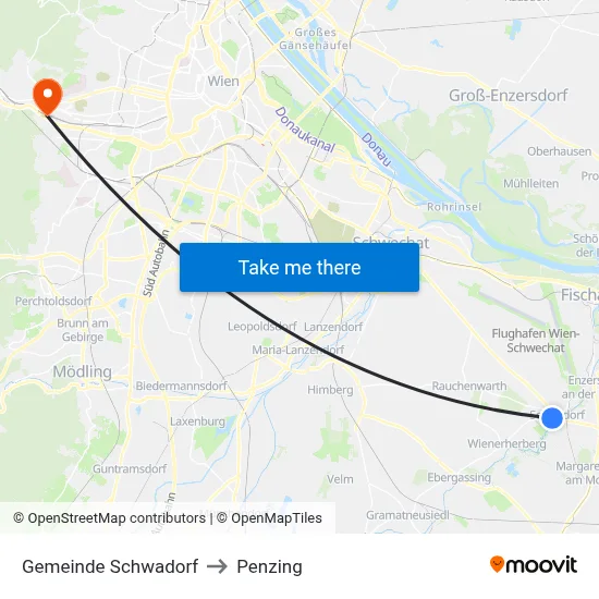 Gemeinde Schwadorf to Penzing map