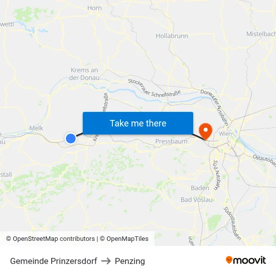 Gemeinde Prinzersdorf to Penzing map
