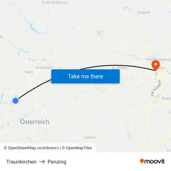 Traunkirchen to Penzing map