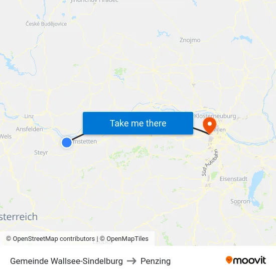 Gemeinde Wallsee-Sindelburg to Penzing map