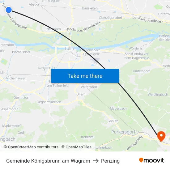 Gemeinde Königsbrunn am Wagram to Penzing map
