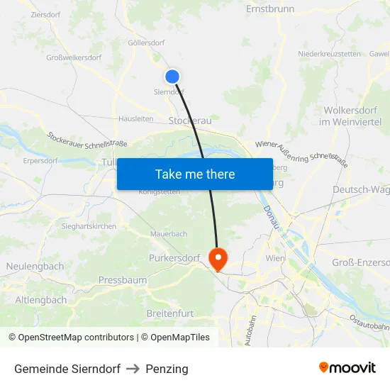 Gemeinde Sierndorf to Penzing map