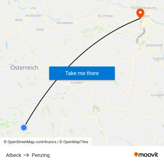 Albeck to Penzing map