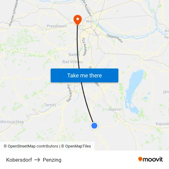 Kobersdorf to Penzing map