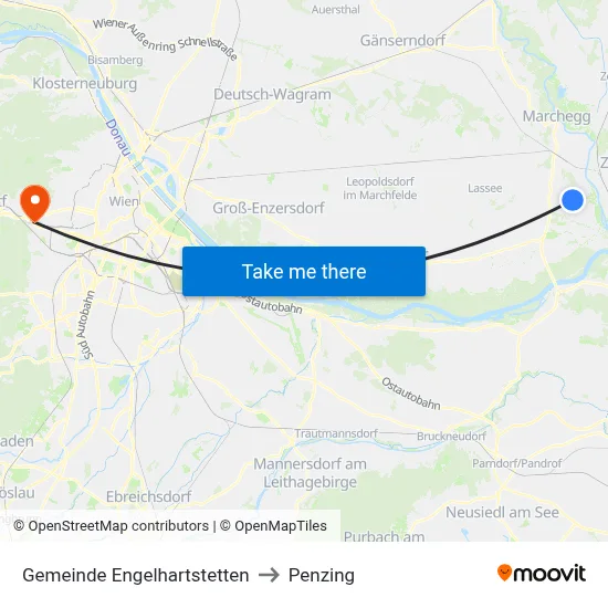 Gemeinde Engelhartstetten to Penzing map