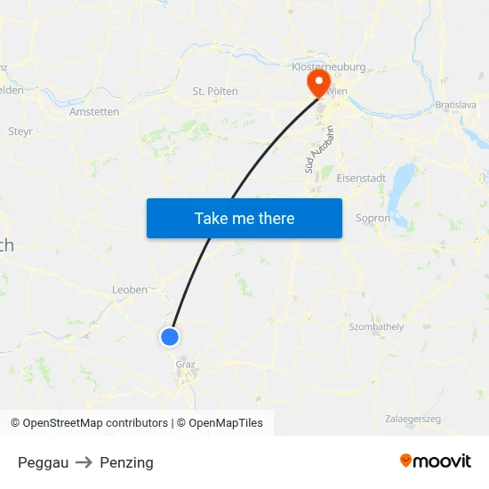 Peggau to Penzing map