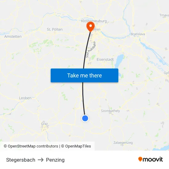 Stegersbach to Penzing map