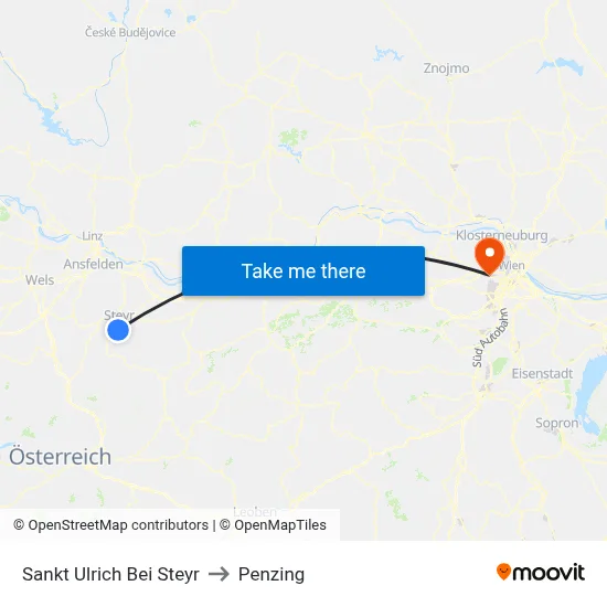 Sankt Ulrich Bei Steyr to Penzing map