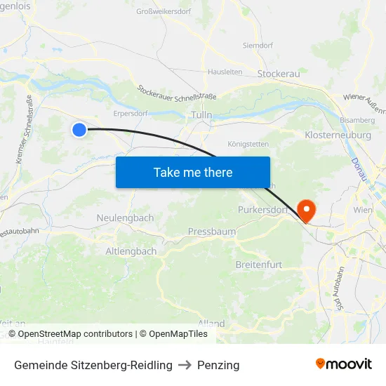 Gemeinde Sitzenberg-Reidling to Penzing map