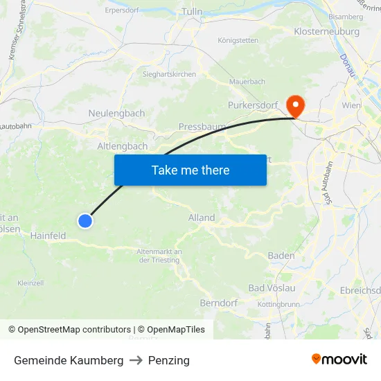 Gemeinde Kaumberg to Penzing map