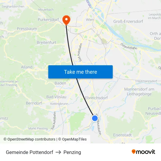 Gemeinde Pottendorf to Penzing map