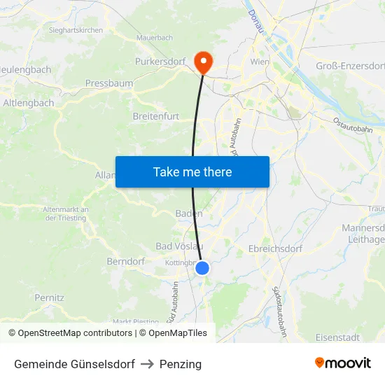 Gemeinde Günselsdorf to Penzing map