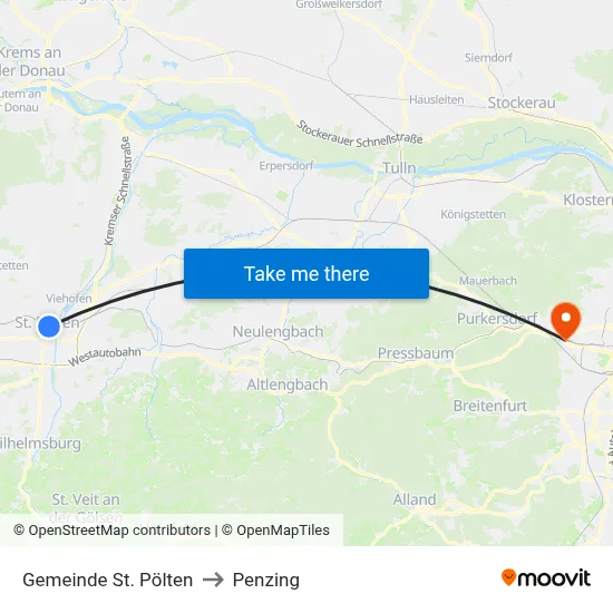 Gemeinde St. Pölten to Penzing map