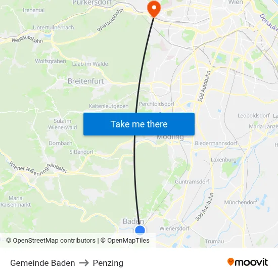Gemeinde Baden to Penzing map