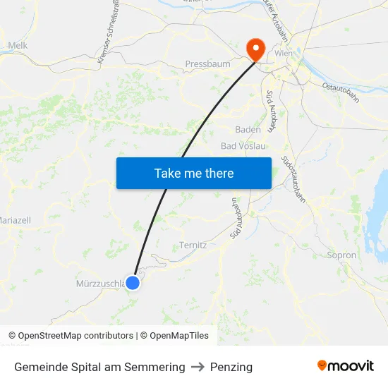Gemeinde Spital am Semmering to Penzing map
