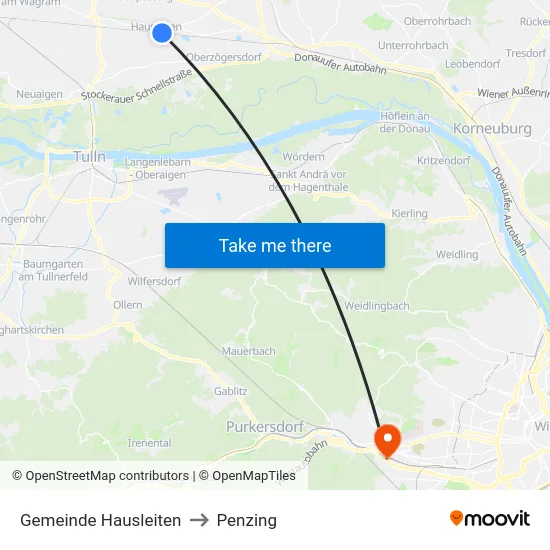 Gemeinde Hausleiten to Penzing map