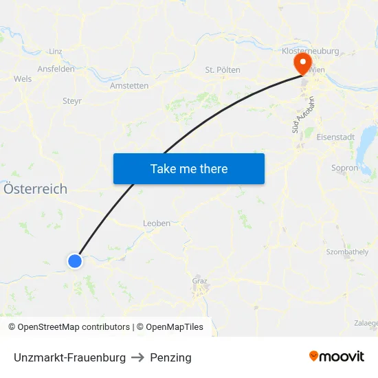 Unzmarkt-Frauenburg to Penzing map