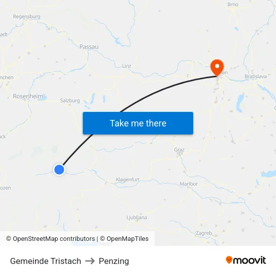 Gemeinde Tristach to Penzing map