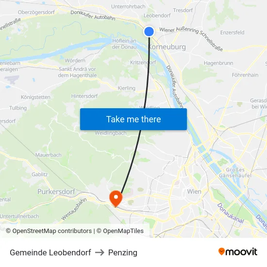 Gemeinde Leobendorf to Penzing map