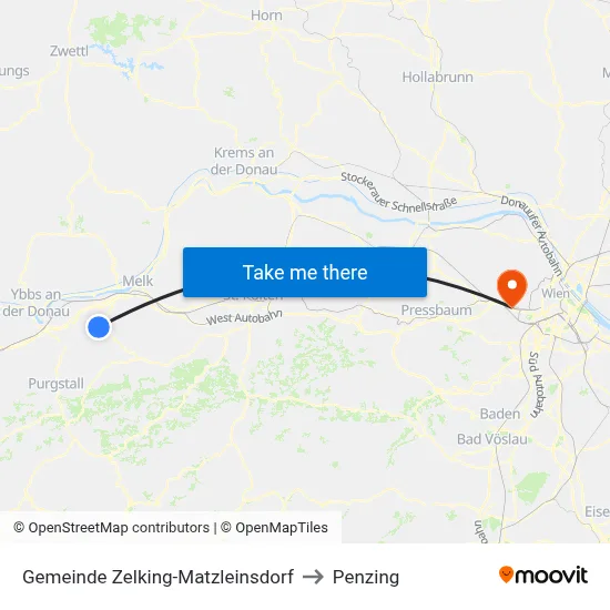 Gemeinde Zelking-Matzleinsdorf to Penzing map