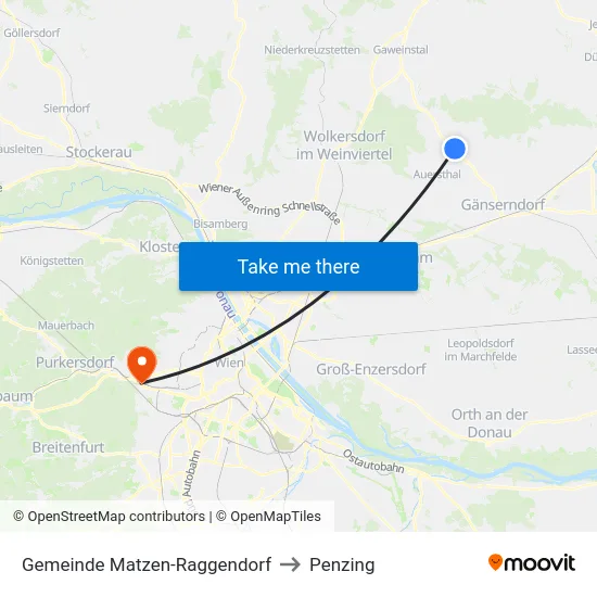 Gemeinde Matzen-Raggendorf to Penzing map
