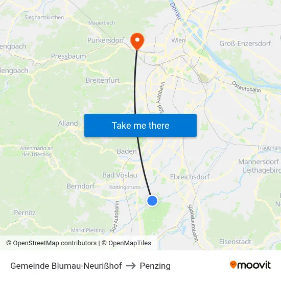 Gemeinde Blumau-Neurißhof to Penzing map