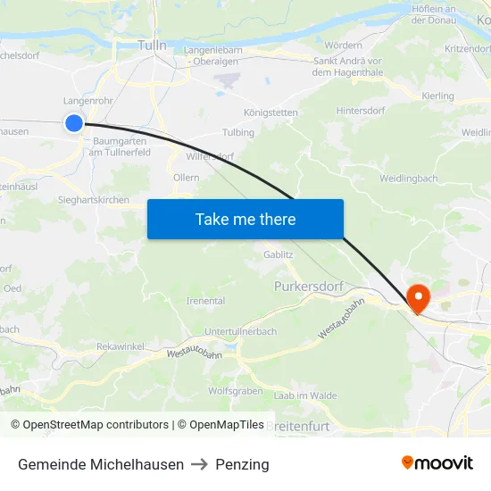 Gemeinde Michelhausen to Penzing map