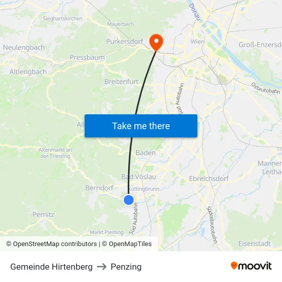 Gemeinde Hirtenberg to Penzing map