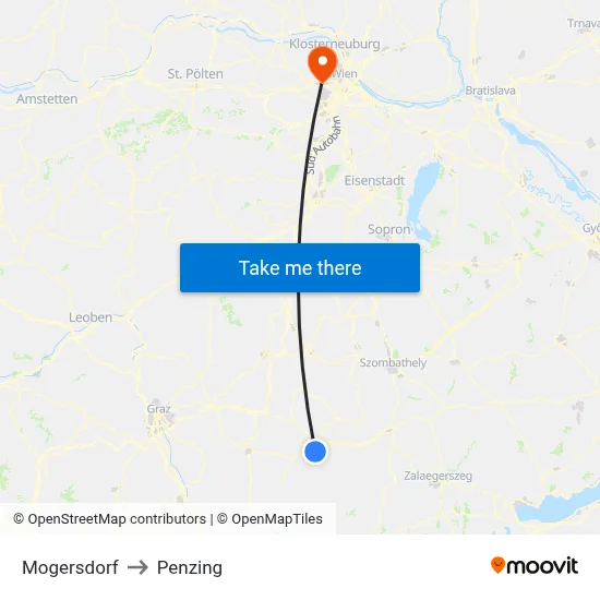 Mogersdorf to Penzing map